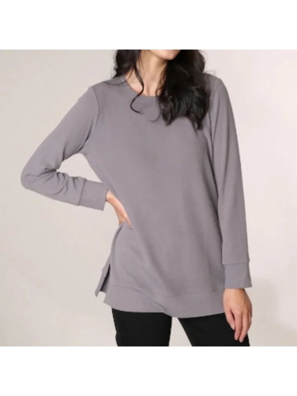 NEW Mr. Max Grey Tunic Top with Side Slits - Large